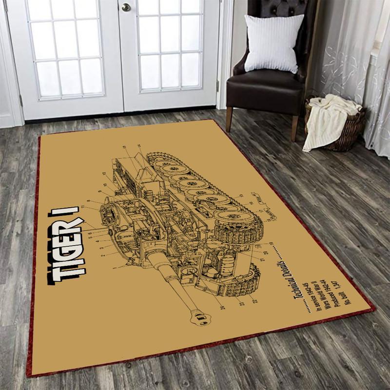 Tigertank Rug Tiger I Vintage German Tank Military Print 04851