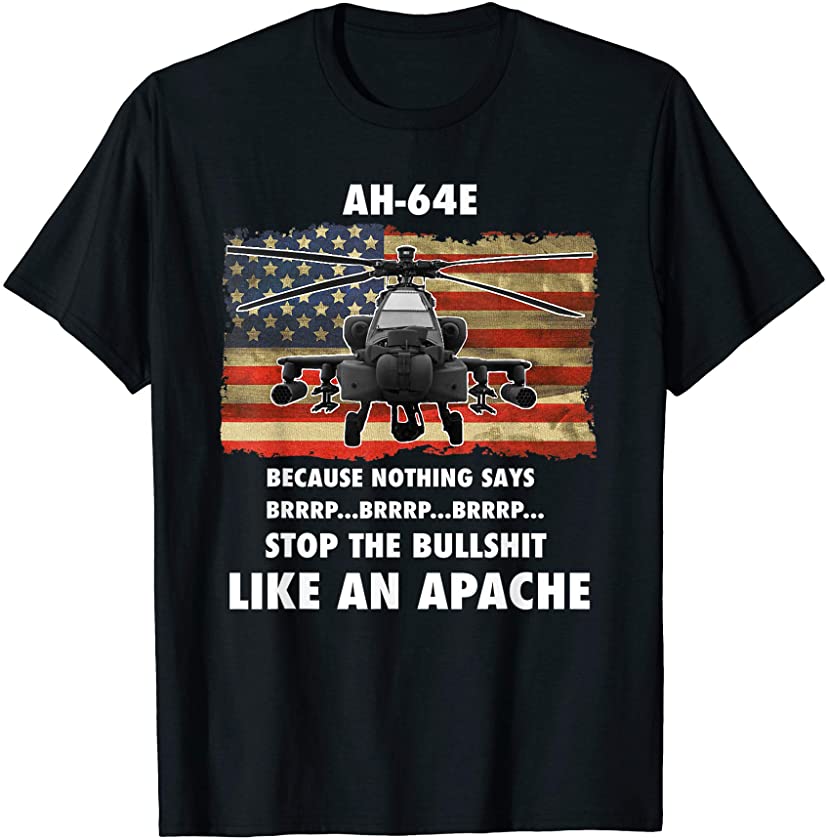 AH-64E Apache Helicopter Military and Veteran Vintage Flag T-Shirt