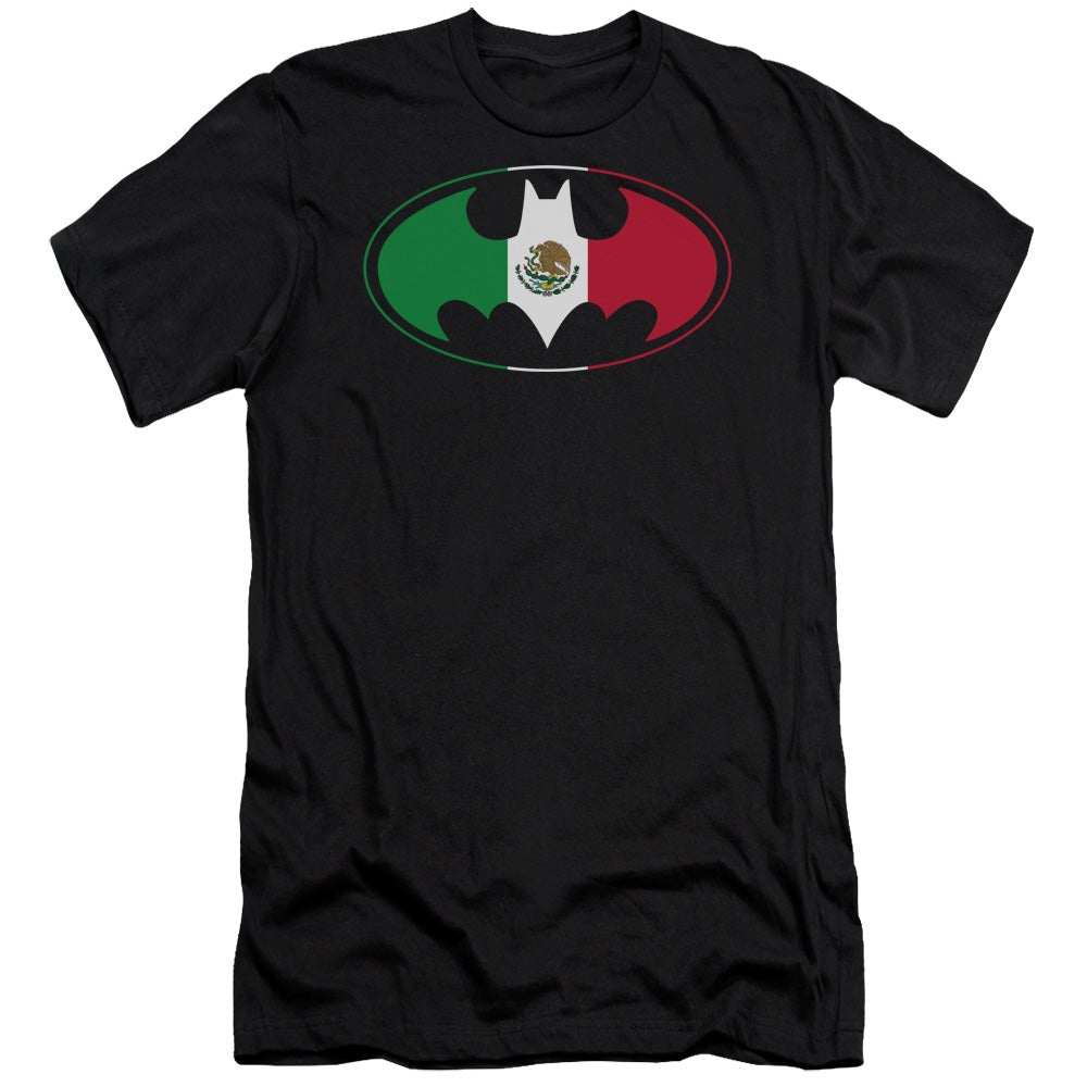 Batman Mexican Flag Shield Slim Fit Mens T Shirt Black