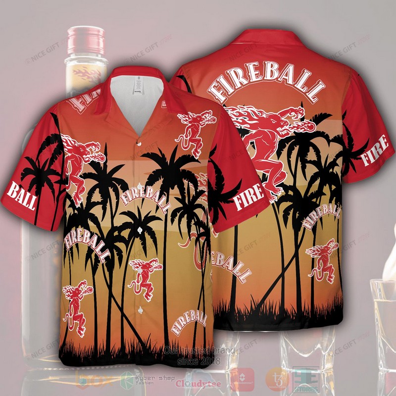 Fireball Whisky Palm Tree Hawaii Shirt Ha45818