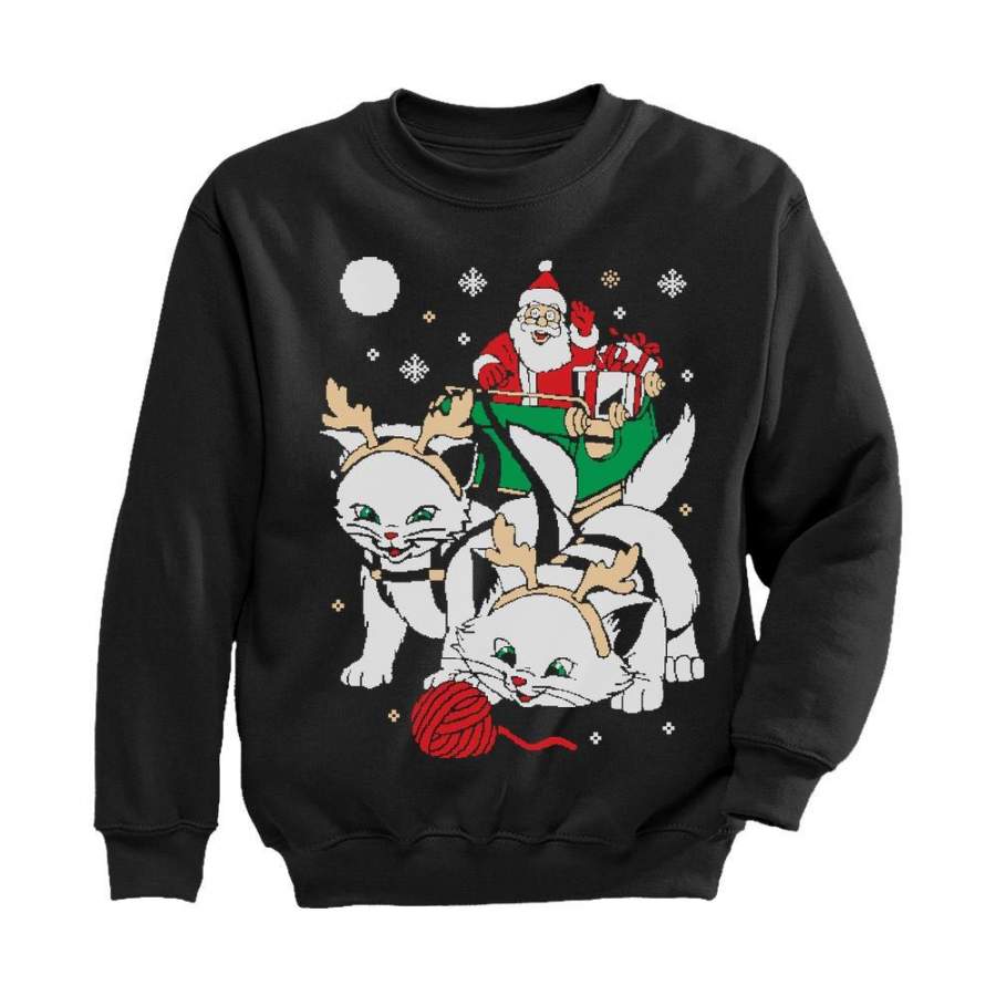 Cats Santa Ride Kittens Ugly Christmas Toddler/Kids Sweatshirt