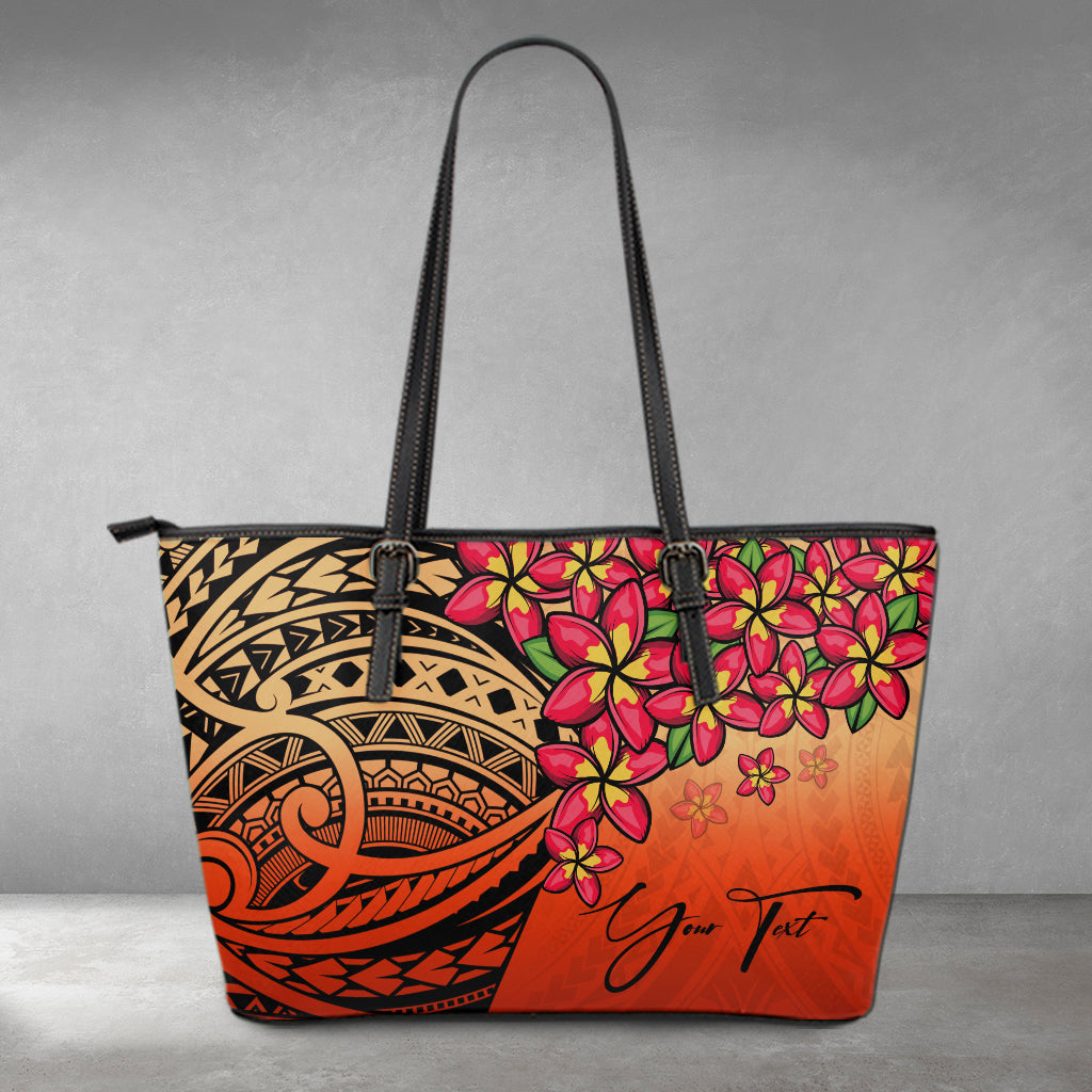 (Custom) Polynesian Leather Tote – Polynesian Plumeria Red Personal Signature A24