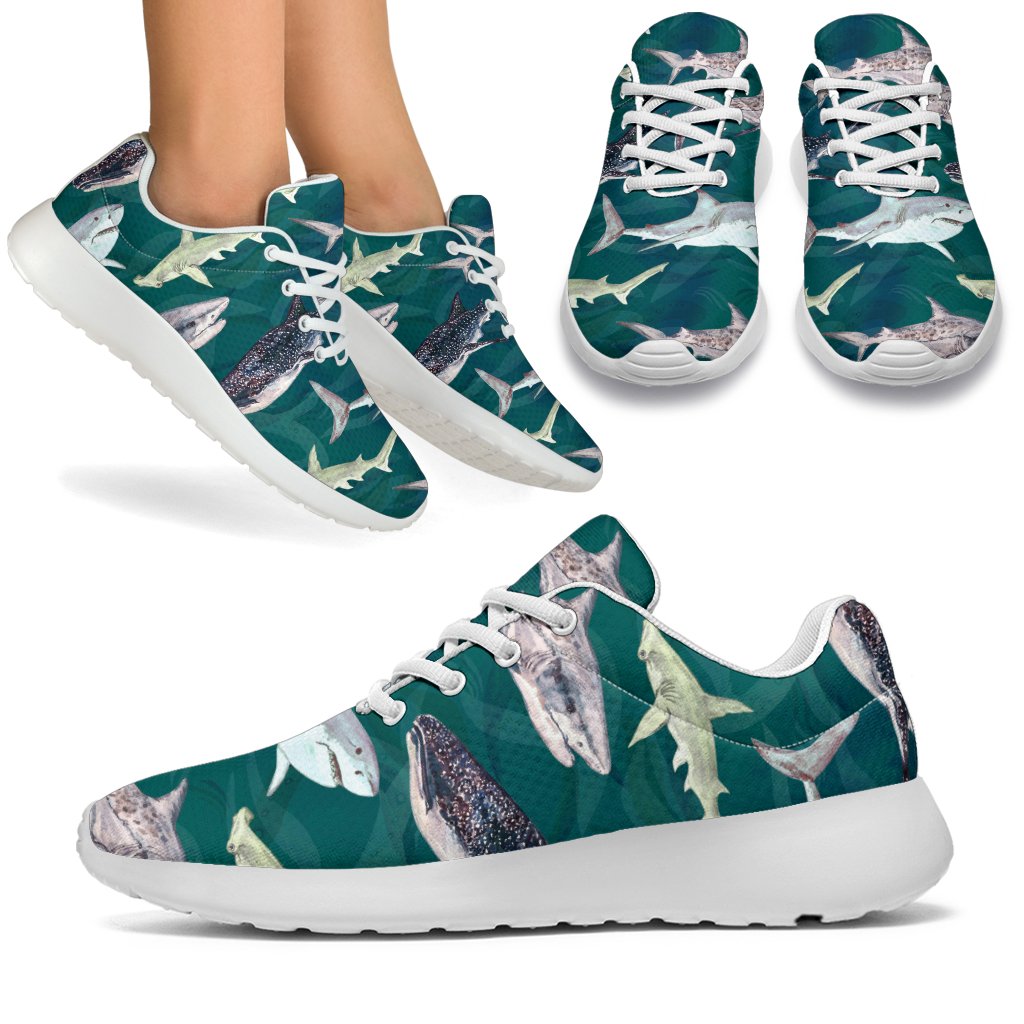 Shark Style Print Sport Sneakers White