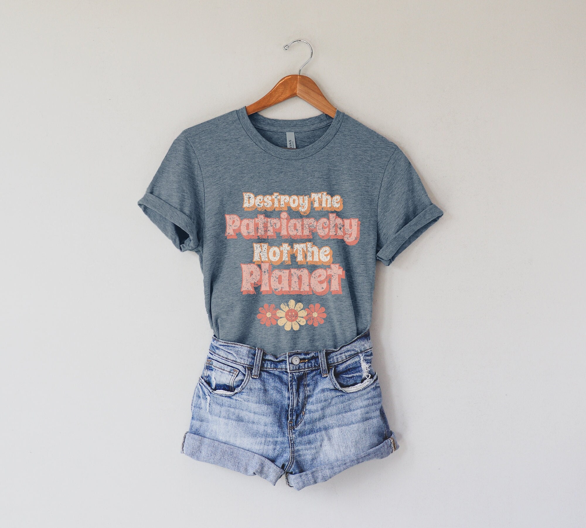 Destroy The Patriarchy Not The Planet Retro Vintage Vibe Graphic Tee