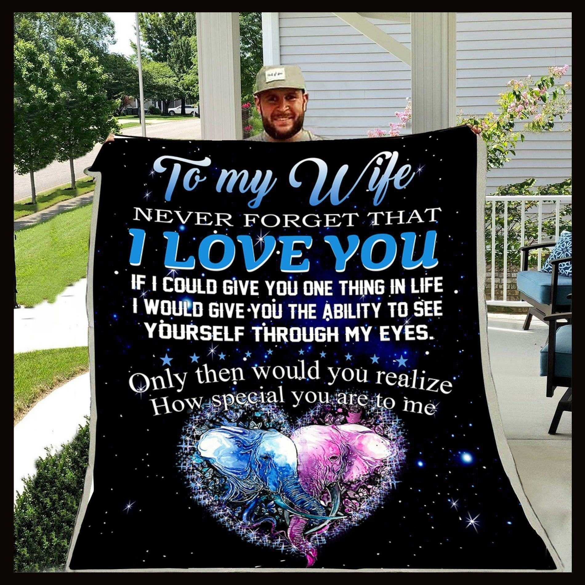 Personalized Couple Of Elephant To My Wife From Husband If I Could Give You One Thing Sherpa Fleece Blanket Great Customized Gifts For Birthday Christmas Thanksgiving Mother’S Day