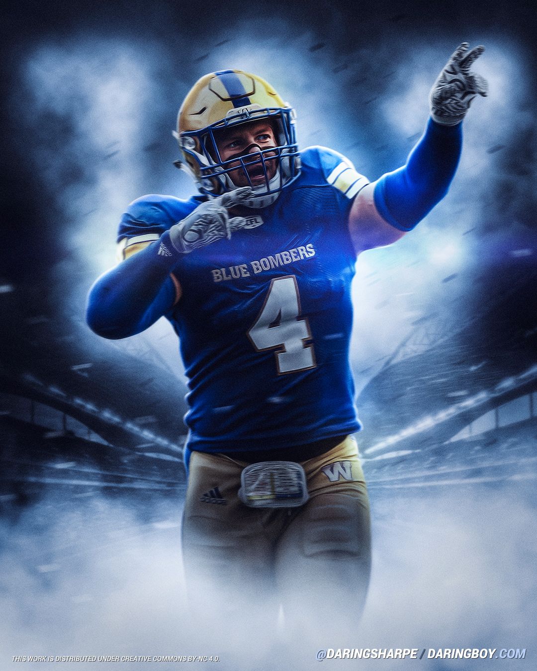 Winnipeg Blue Bombers Adam Bighill #4 Poster For Fans poster canvas