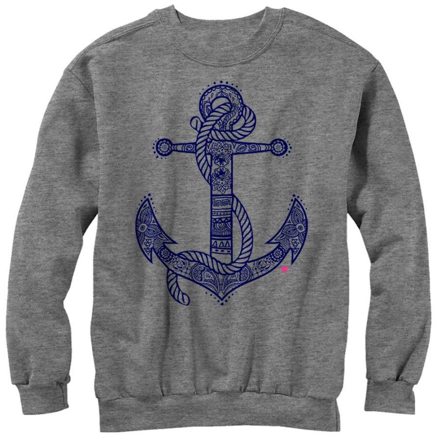 CHIN UP Women’s Henna Anchor  Sweatshirt Athletic Heather