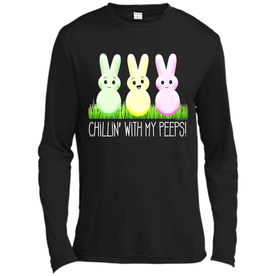 Chillin With My Peeps Cute Easter Bunny T-Shirt Long Sleeve Moisture Absorbing Shirt