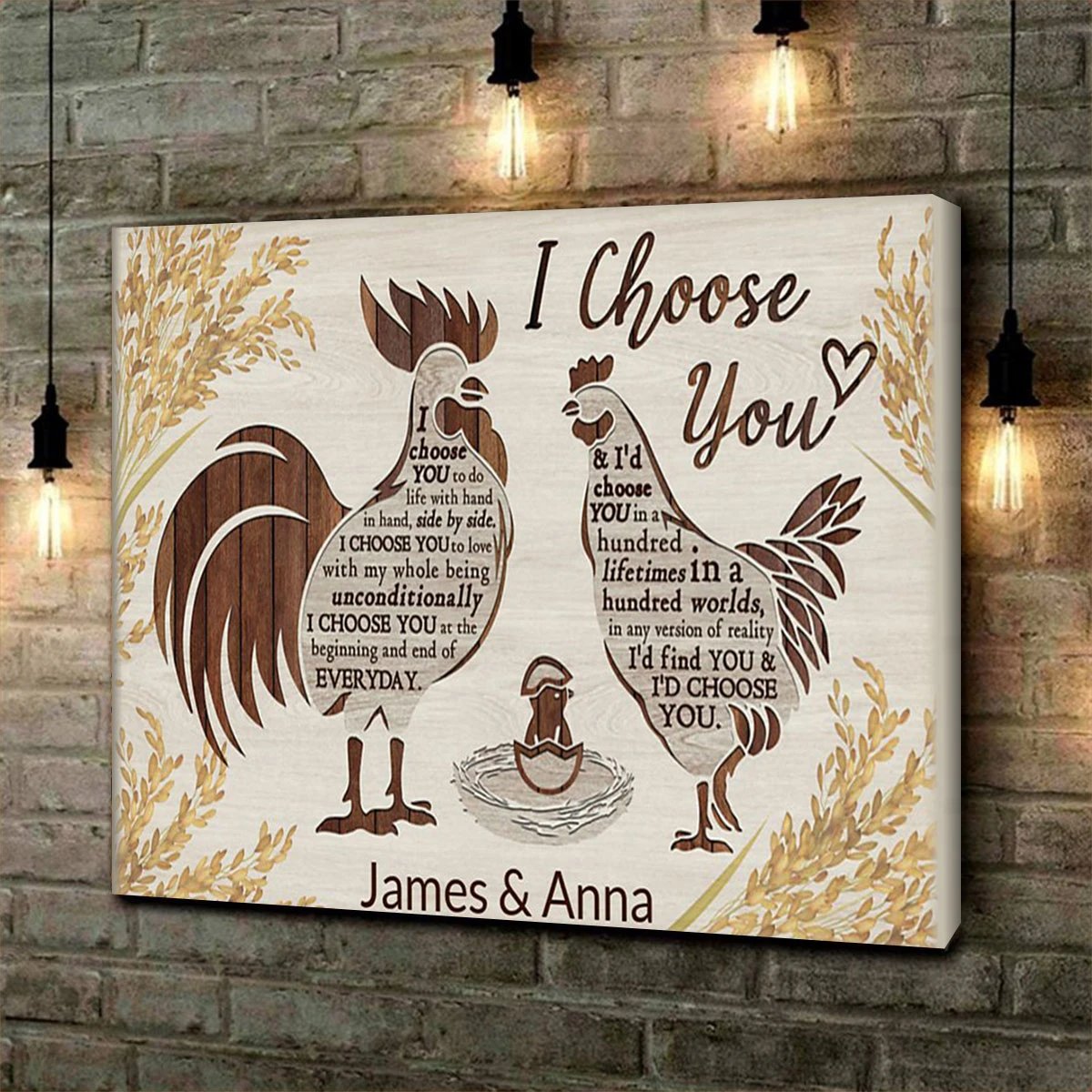 Personalized Couple Chicken I Choose You Wall Art Canvas And Poster, Wall Decor, Canvas Instructure