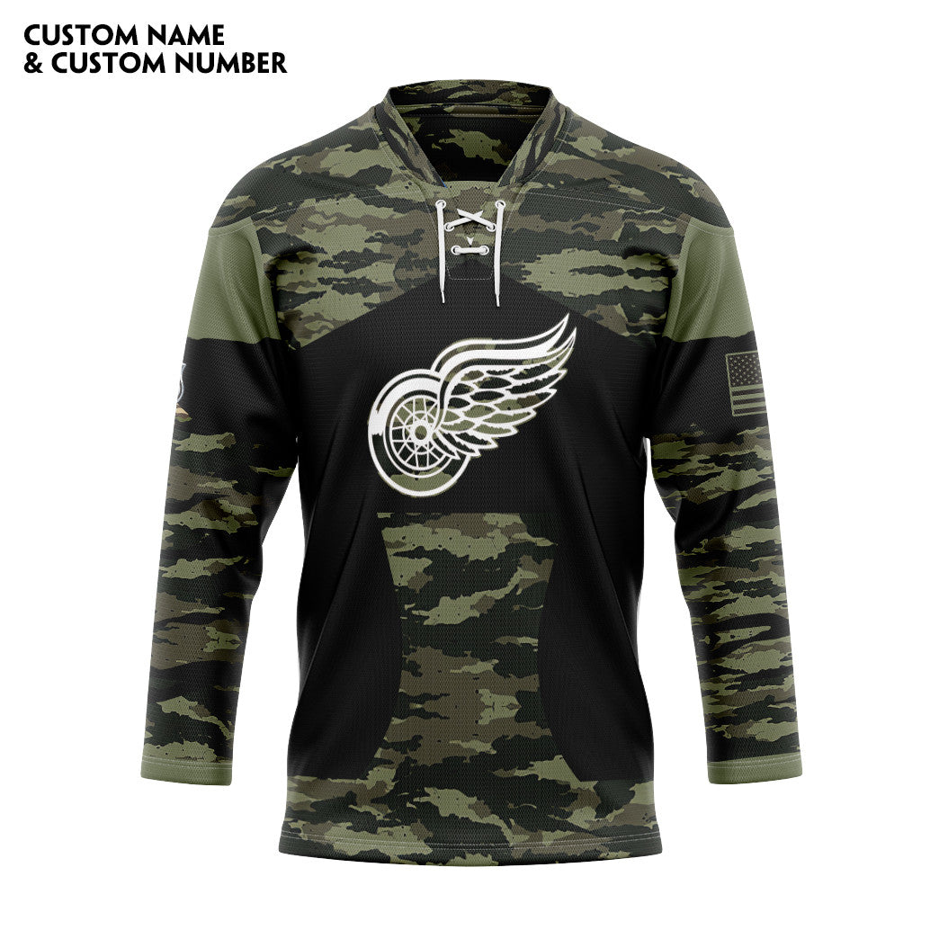 Gearhumans 3D Detroit Red Wings Honors Veterans Custom Name Custom Number Hockey Jersey