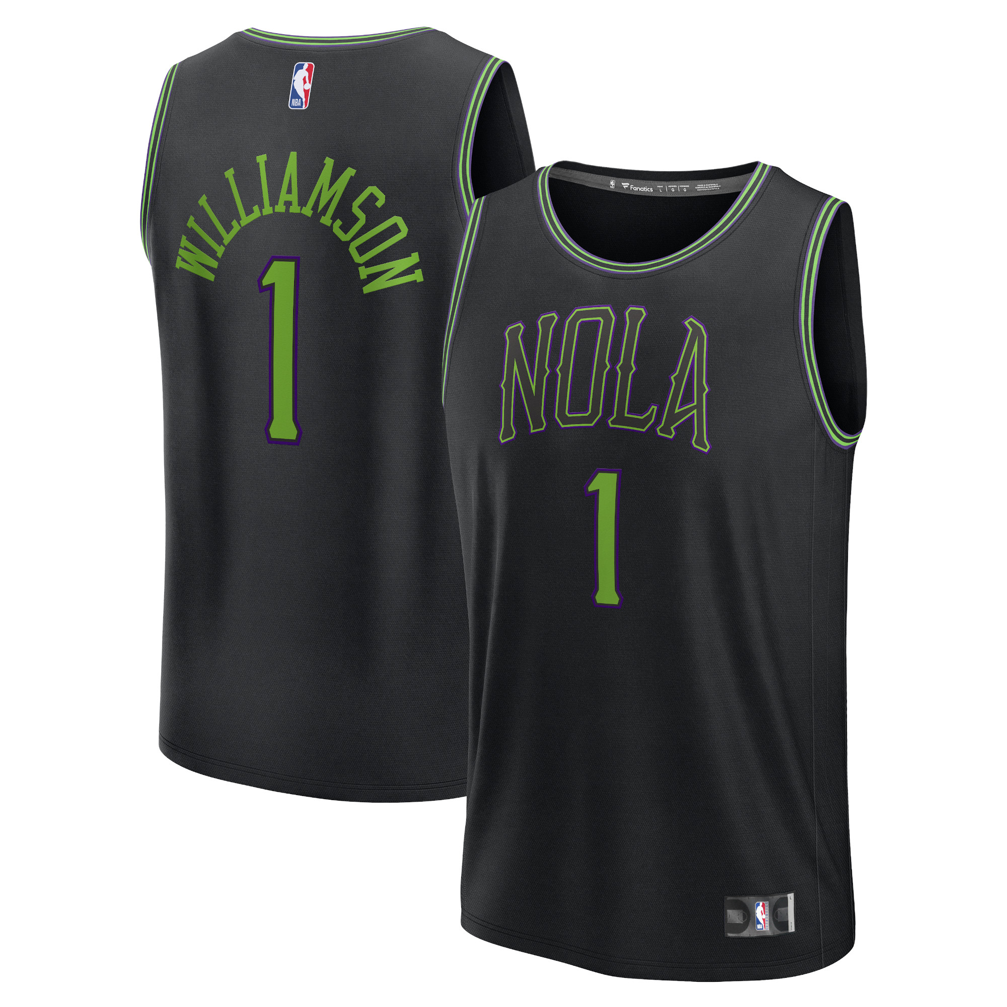 Zion Williamson New Orleans Pelicans Branded Youth Fast Break Jersey – Black – City Edition