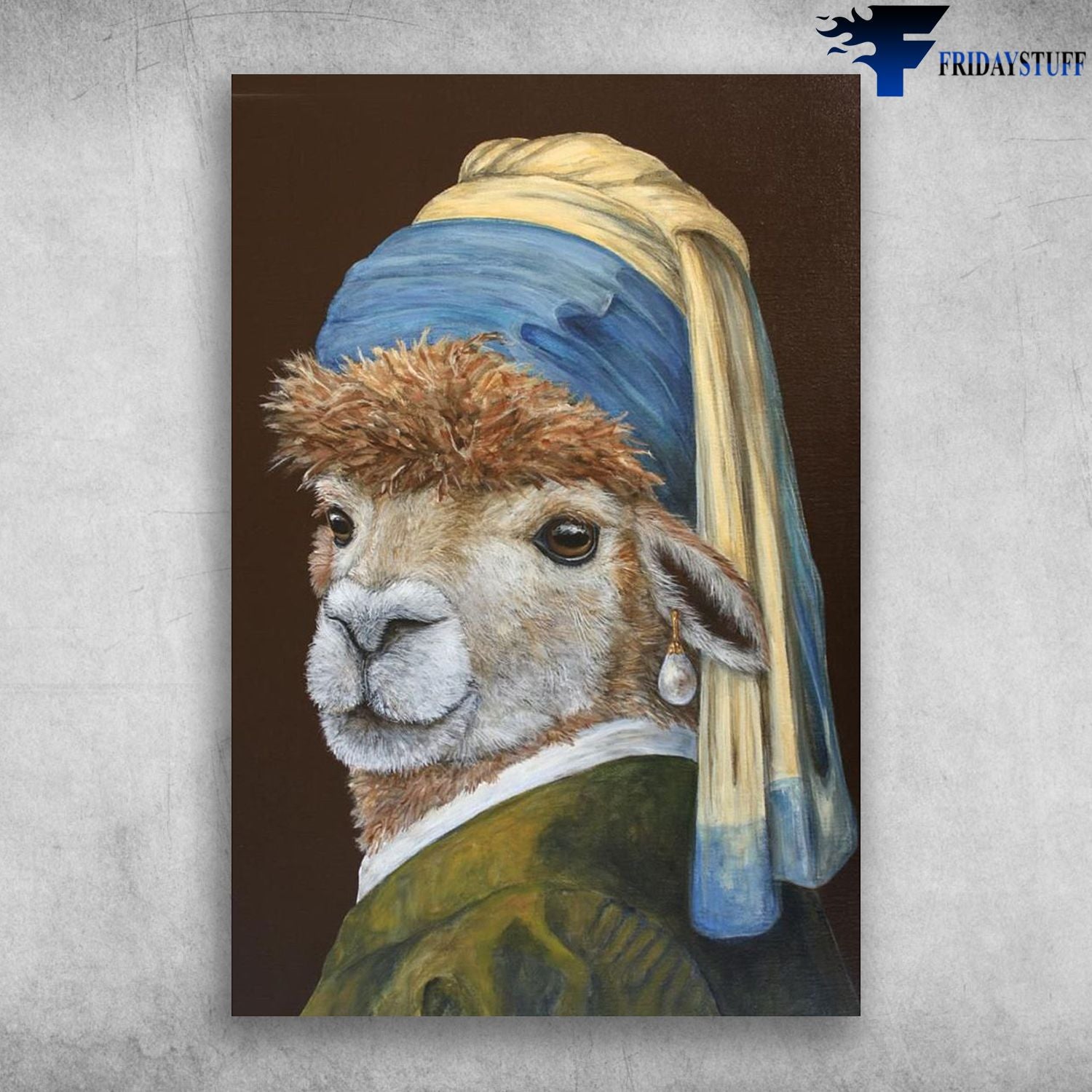 Alpaca With A Pearl Earring Funny Alpaca Canvas Christmas Gift Ideas