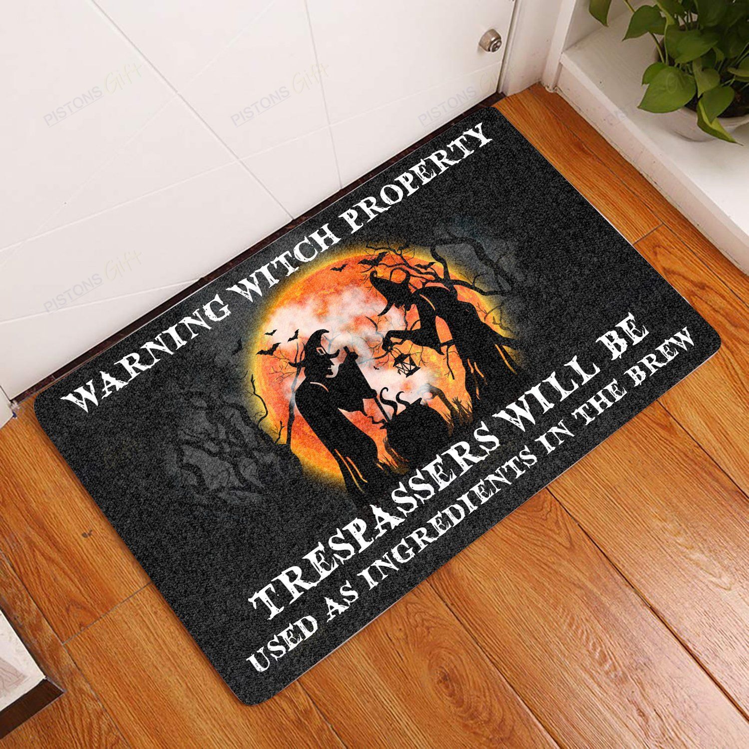 Warning Witch Properly Trespassers All Over Printing Doormat