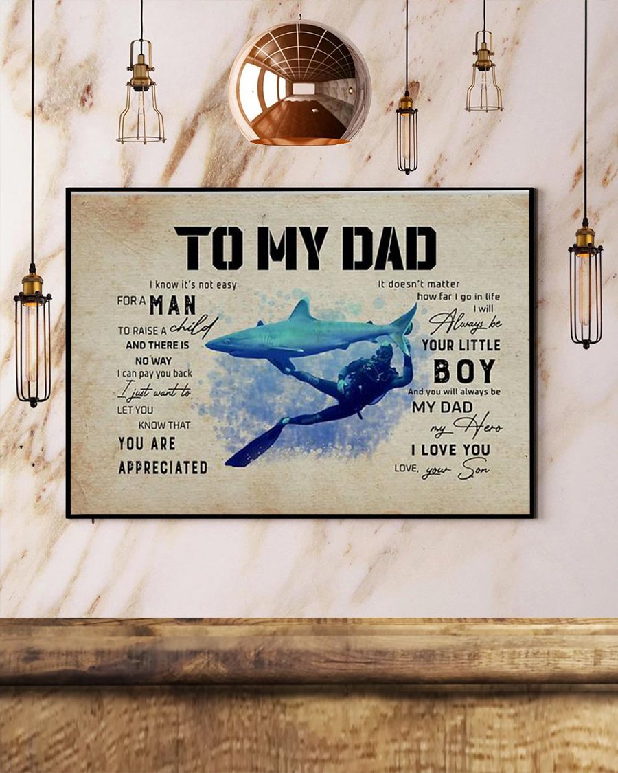 City Barks [Poster/Canvas] Gifts For Dad – To My Dad Shark Diving-ZA942