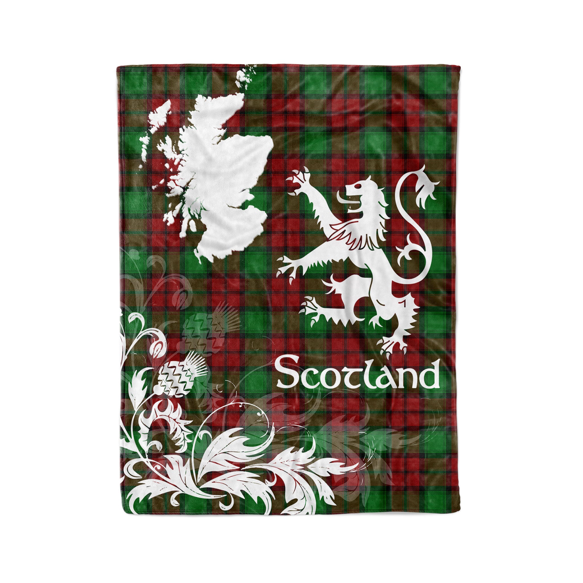 Tartan Plaid Fleece Blanket Tartan Blanket Thistle And Lion Scottish Clan Kerr Modern Plaid Blanket