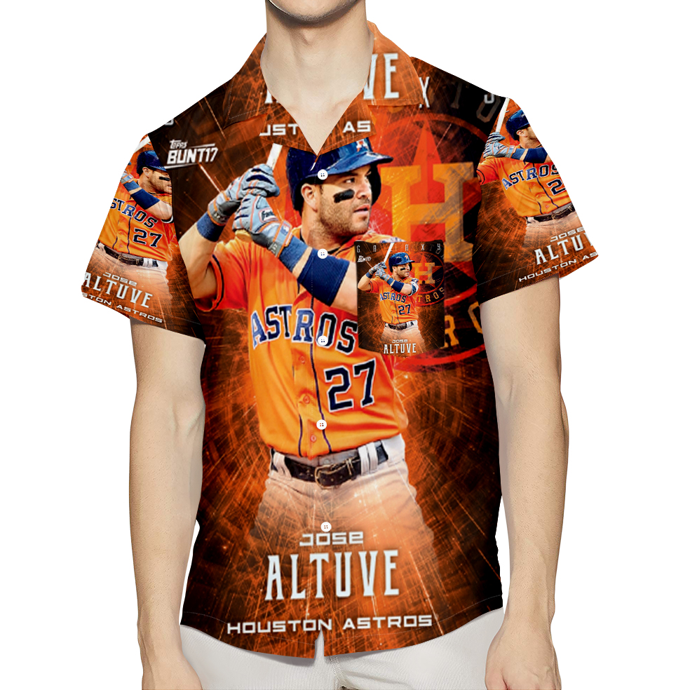 Houston Astros Jose Altuve 27 V2 3D All Over Print Summer Beach Hawaiian Shirt With Pocket