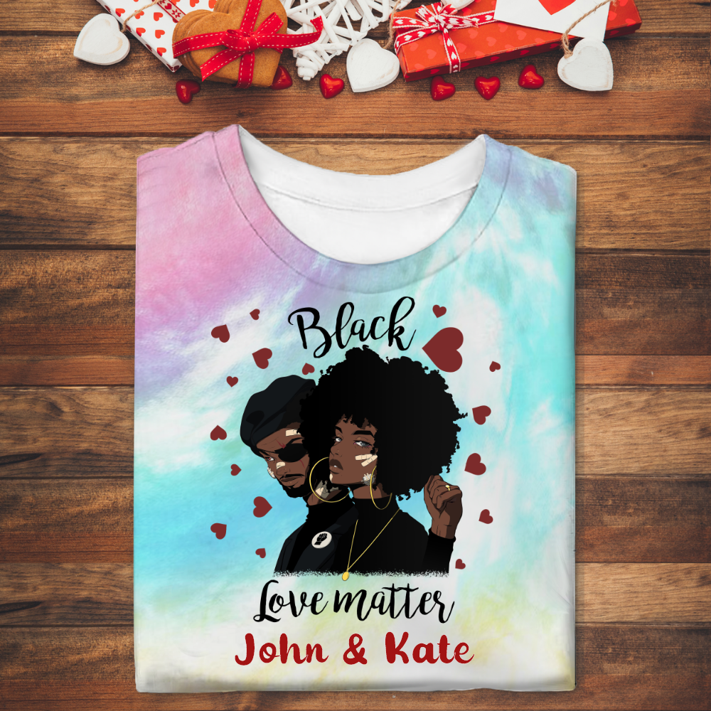 Custom Black Love Couple Tie Dye Shirt Sweatshirt Hoodie Ap682