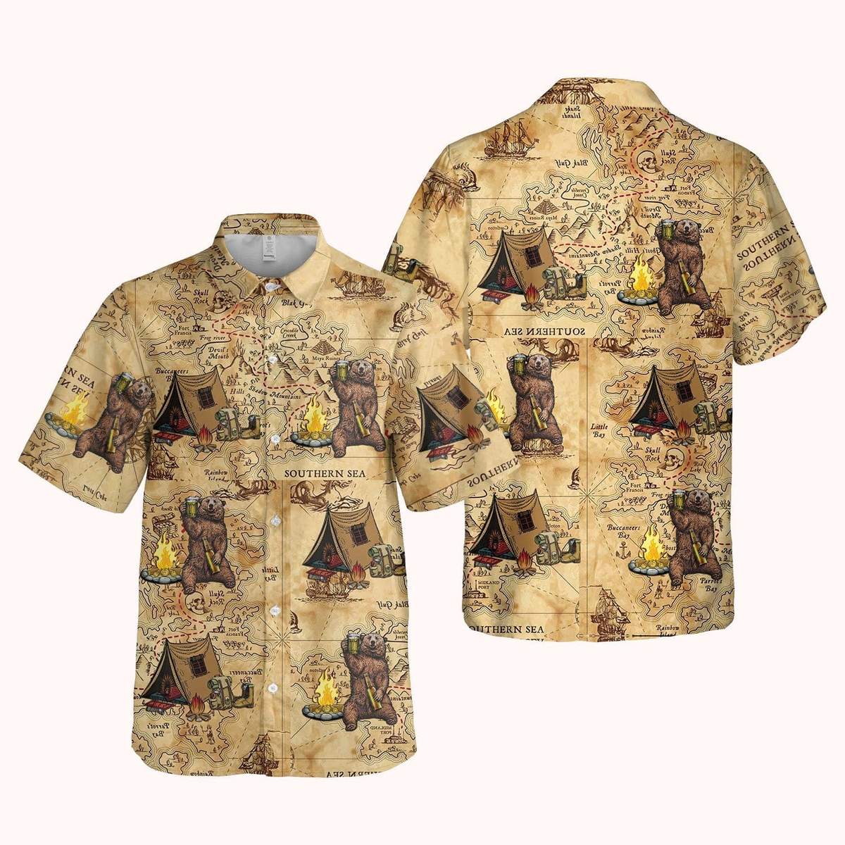 Hawaii Aloha Shirts Camping Bear Hawaii Shirt For Hawaii Ha60367