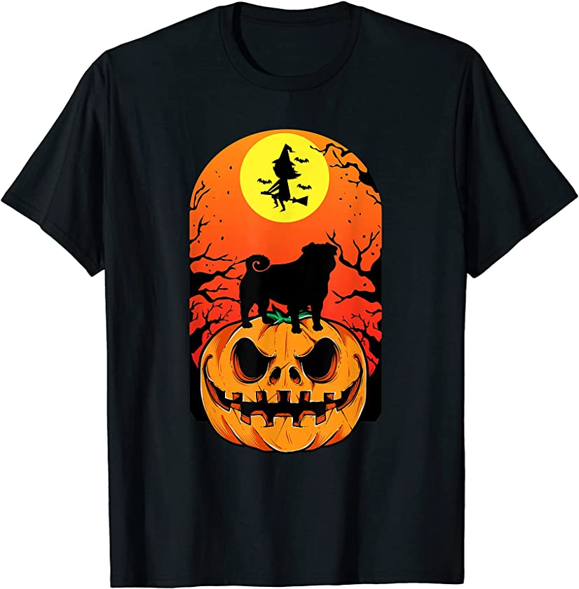 Pug Halloween Puppy Pumpkin Dog owner lover design T-Shirt