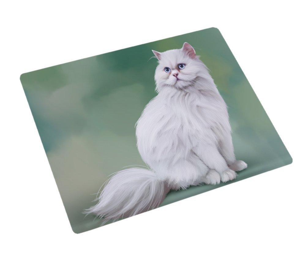 White Persian Cat Art Portrait Print Woven Throw Sherpa Plush Fleece Blanket