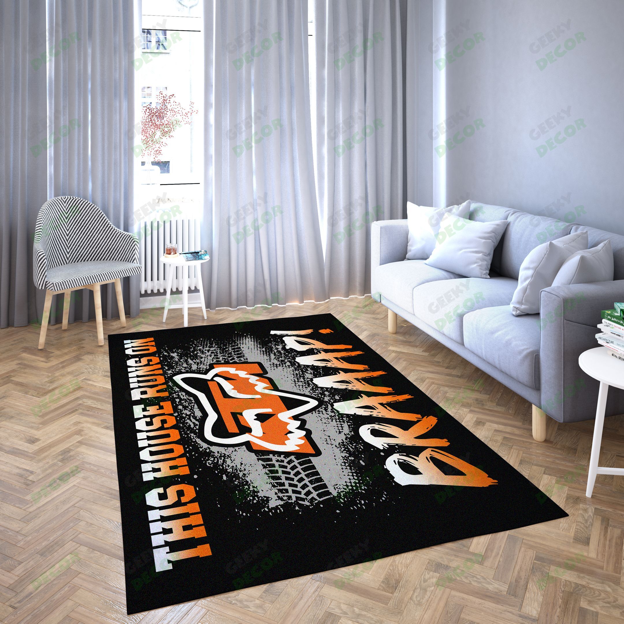 Motorcycle KTM Red And Black Carpet Living Room-Area Rug