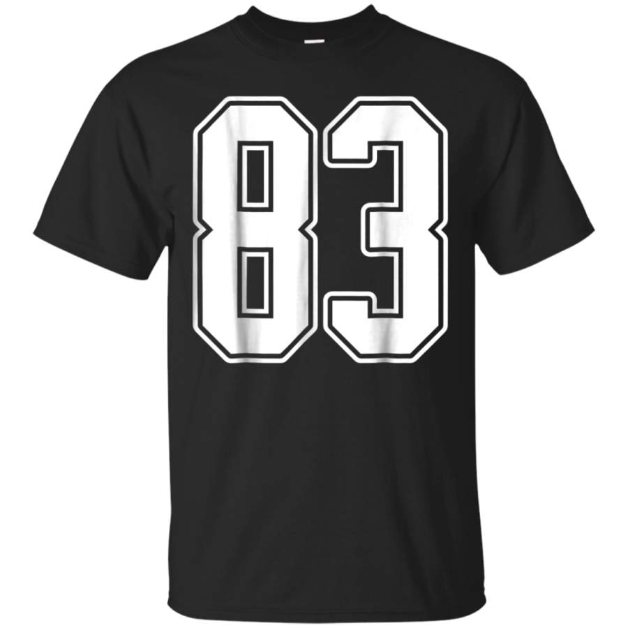 AGR 83 White Outline Number 83 Sports Fan Jersey Style T-Shirt