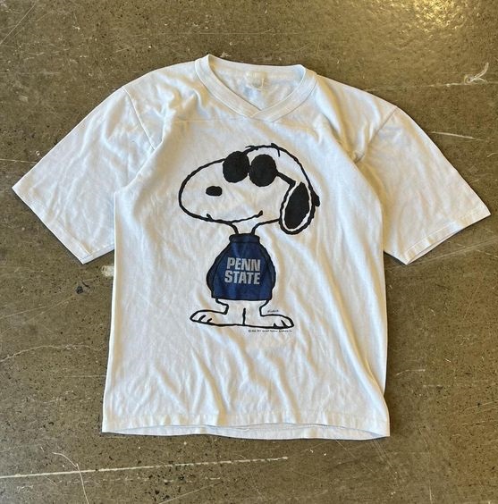 Vintage 80s Peanuts Snoopy Cartoon Penn State Shirt Outfit  For Men  For Women