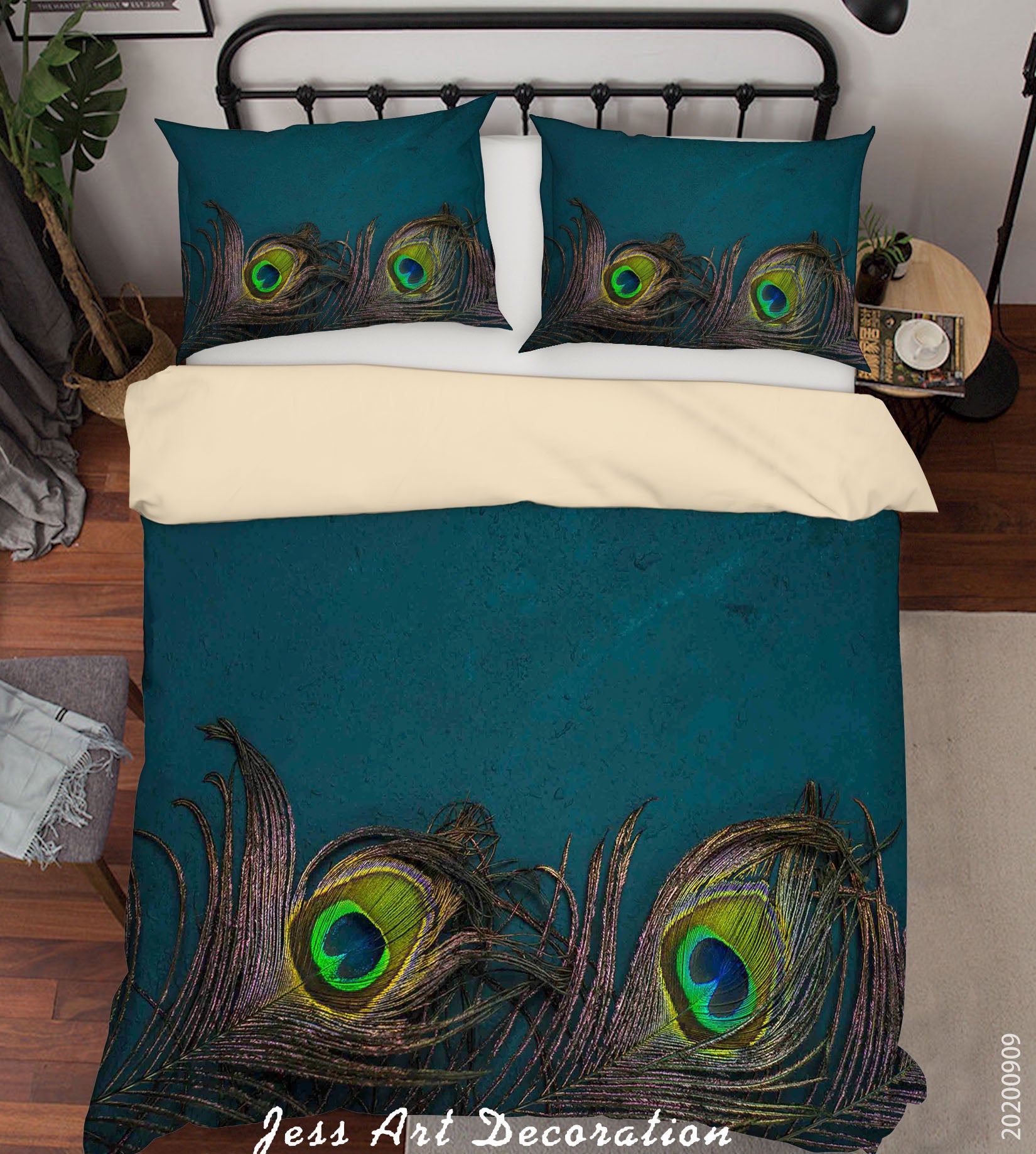 3D Animal Peacock Feathers Quilt Cover Set Bedding Set Duvet Cover Pillowcases Wj 6014