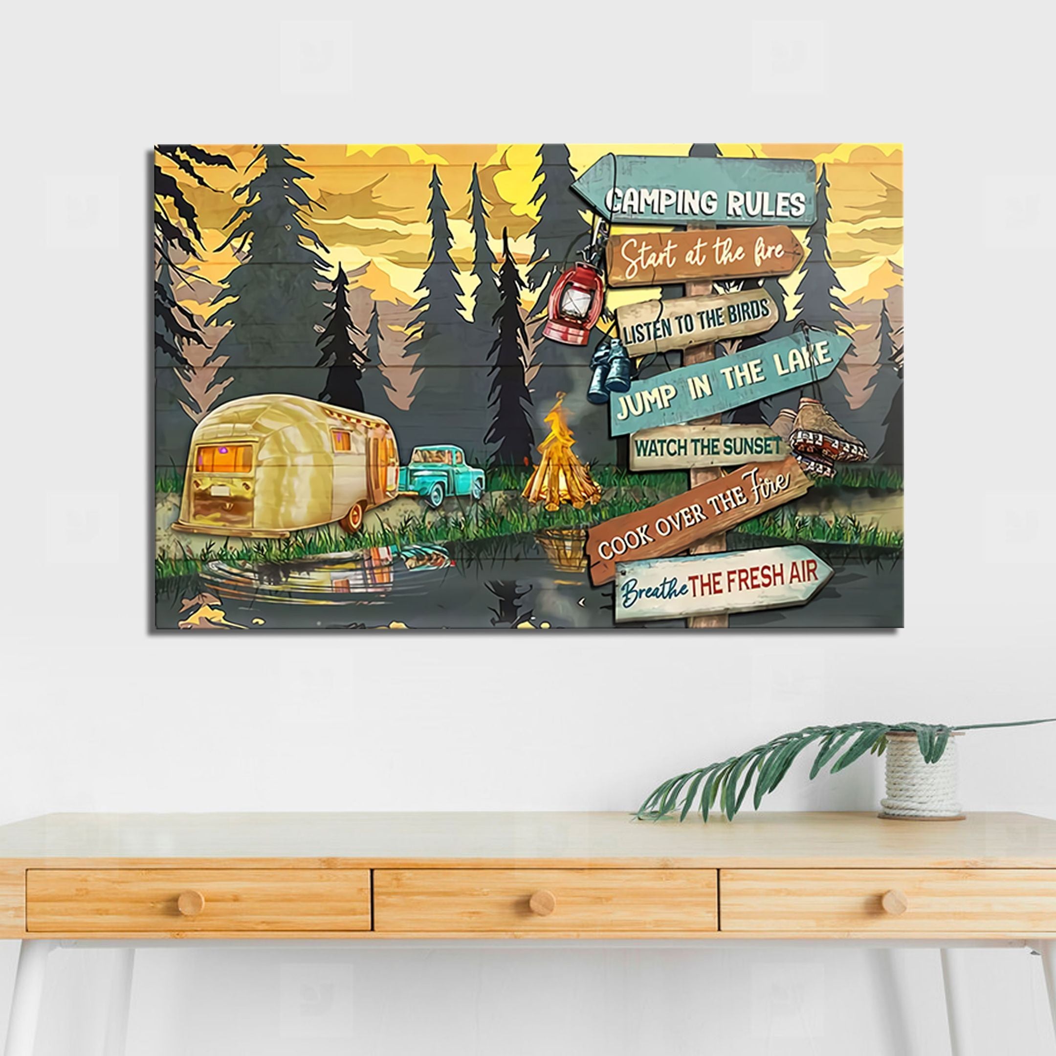 Camping In The Forest Poster – Camping Rules Canvas Home Décor Gifts For Men Women – Gigo Smart