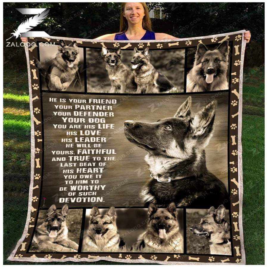 Zalooo – Fleece Blanket – German Shepherd – He is your friend