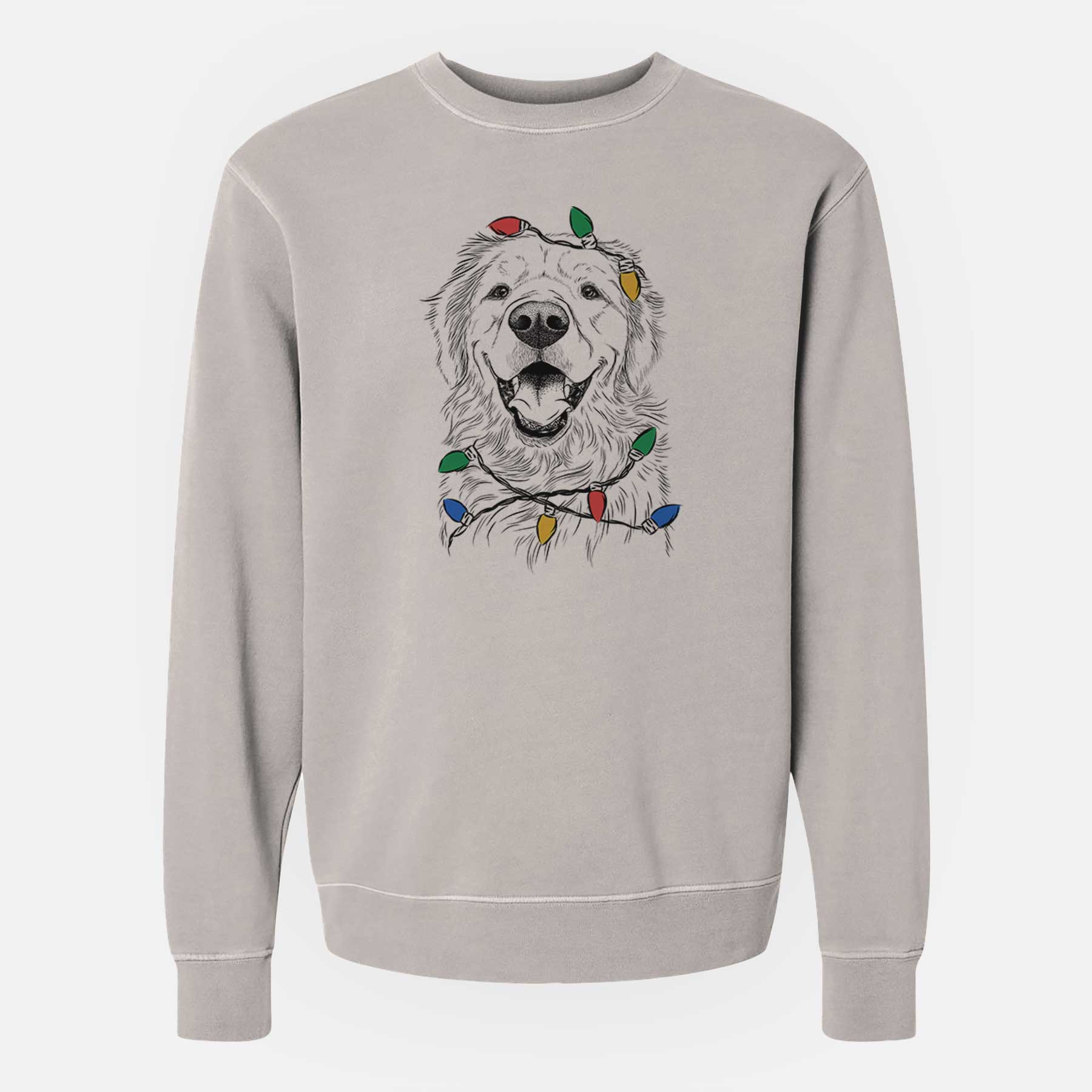 Christmas Lights Roger The Golden Retriever – Unisex Pigment Dyed Crew Sweatshirt