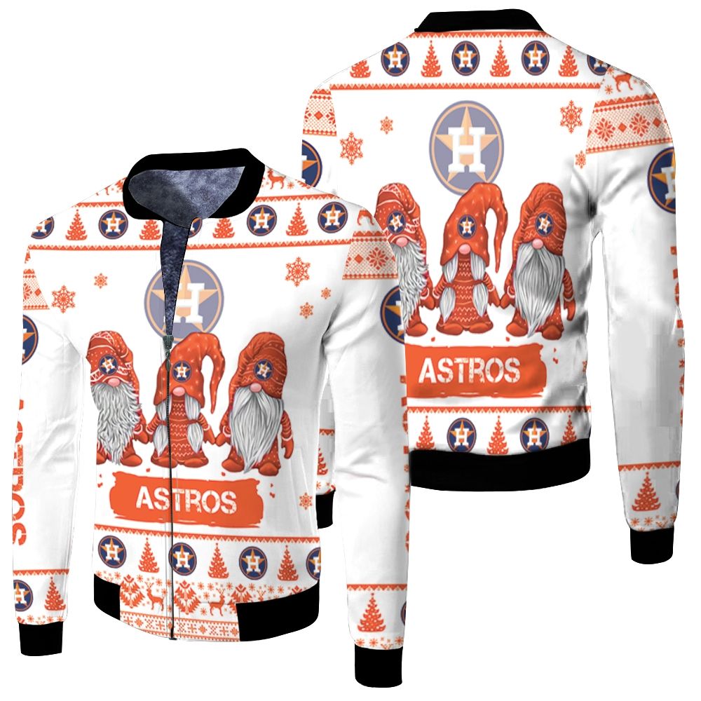 Christmas Gnomes Houston Astros Ugly Sweatshirt Christmas 3D Fleece Bomber Jacket