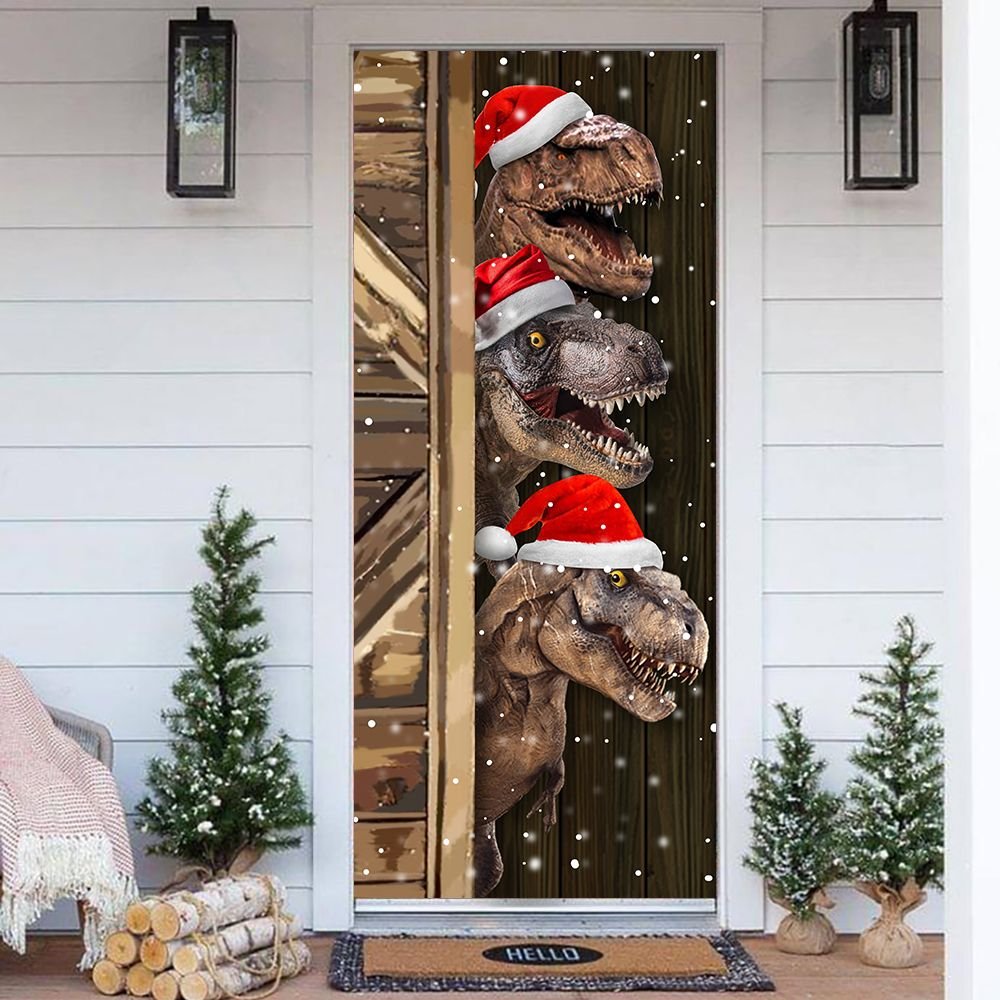 Tmarc Tee Dinosaurs Christmas Door Cover Christmas Gift Home Decor