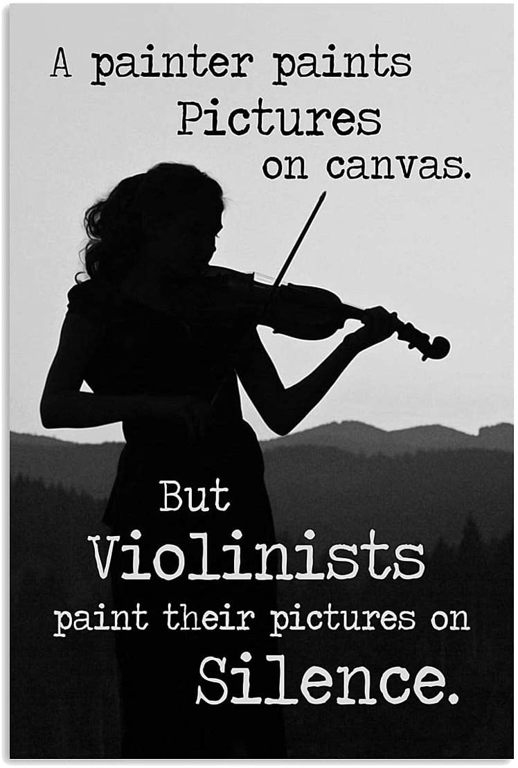 Vintage Girl Violinists Paint Their Pictures On Silence Poster Art Print      Home Decor Gift For Men Women Family Friend On Birthday Xmas