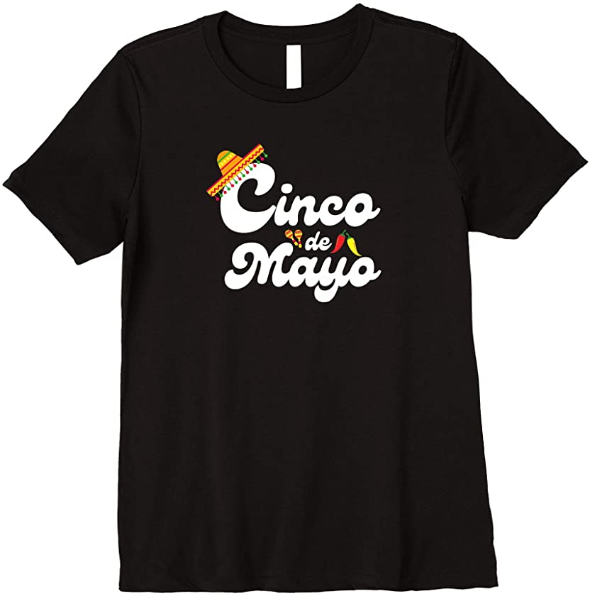 Womens Cinco De Mayo Mexican Holiday Celebration Sombrero Maracas Premium T-Shirt