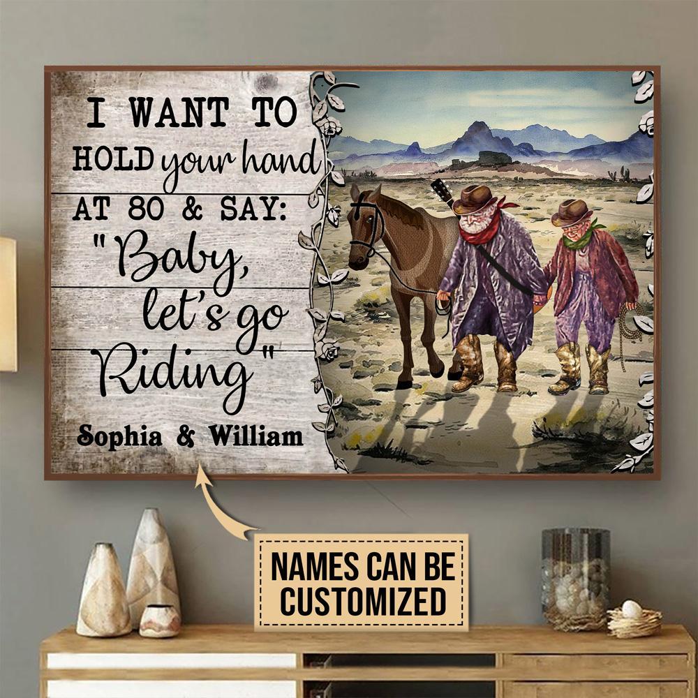 Aeticon Gifts Personalized Cowboy Guitar Hold Your Hand Canvas Mom Dad Gift Home Decor