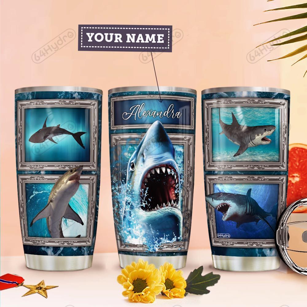 Shark Personalized Tha0211034  Stainless Steel Tumbler Travel Customize Name, Text, Number, Image