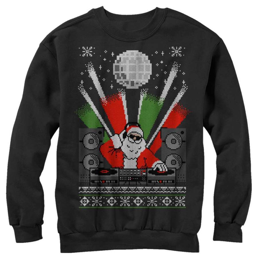 Lost Gods Men’s Christmas DJ Santa Ugly Sweater  Sweatshirt Black