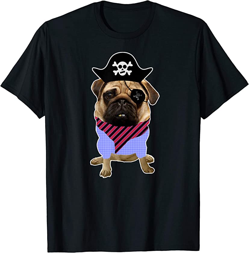 Sweet Pirate Pug Funny Puppy Dog Lover Design Fans Buccaneer T-Shirt