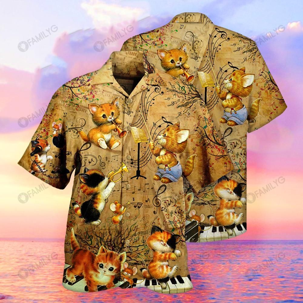 Music Shirt – Lover Music And Kitties Cat Music Hawaiian Shirt Summer Hawaiian For Men, Women, Couple