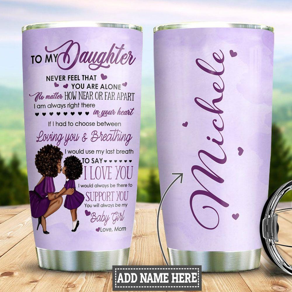 Personalized Magic Black Girl Stainless Steel Tumbler Black Woman Mom To Daughter Custom Tumbler Cups Melanin Girl Gift Ideas