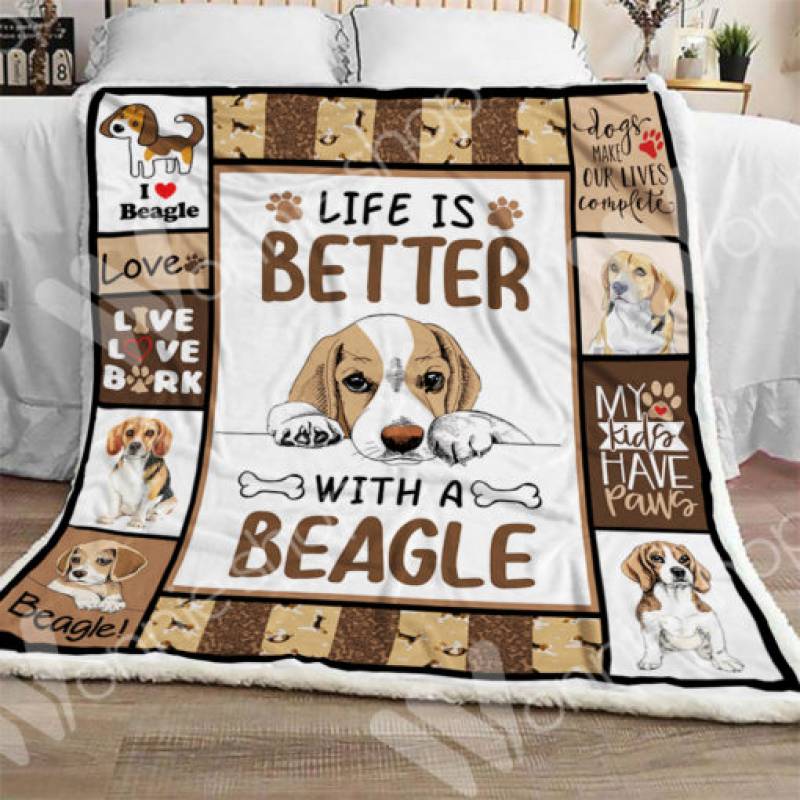 Beagle Dog Sherpa Blanket OCT2302 85O34 m1