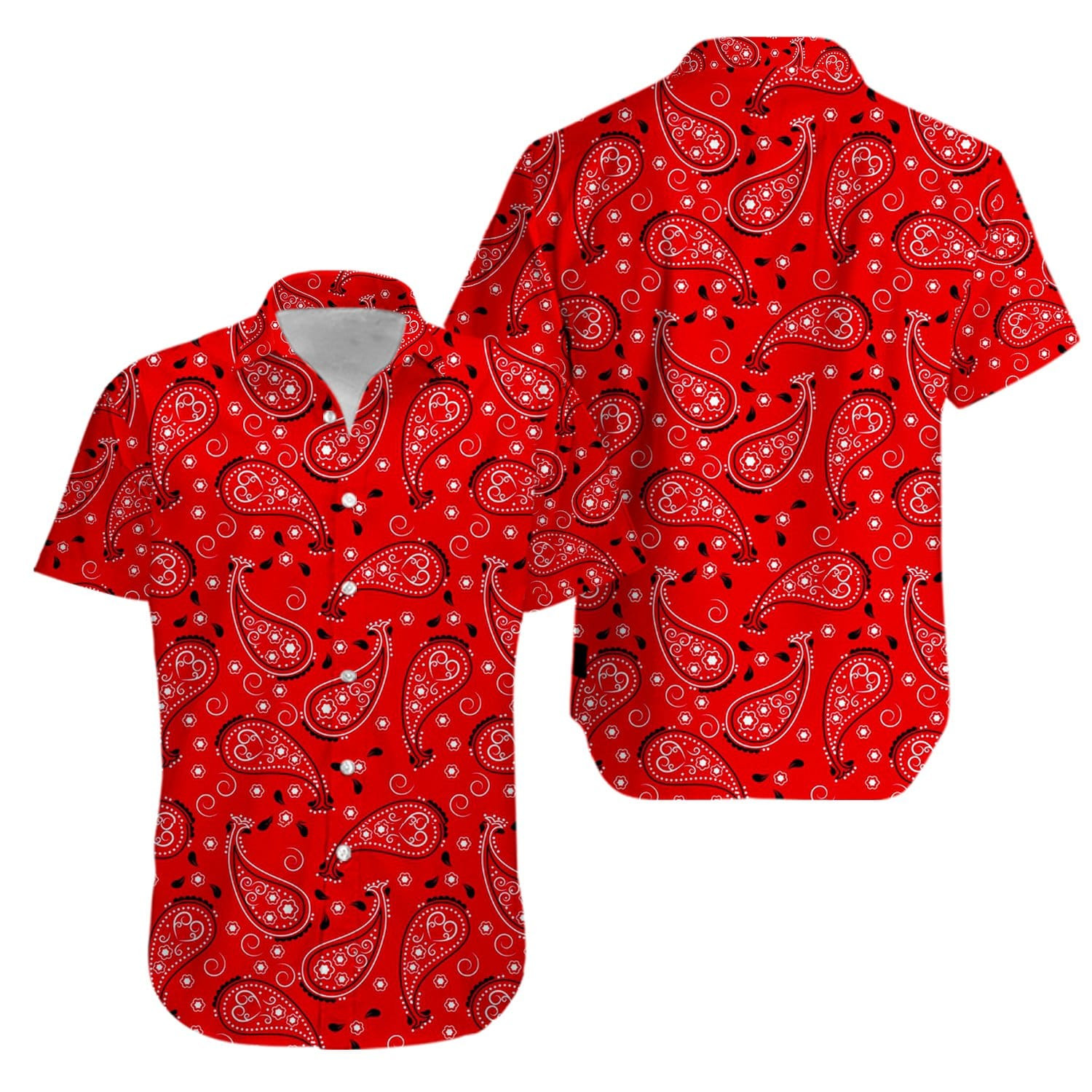 Red Bandana Pattern Aloha Hawaii Shirts Kv Ha65269