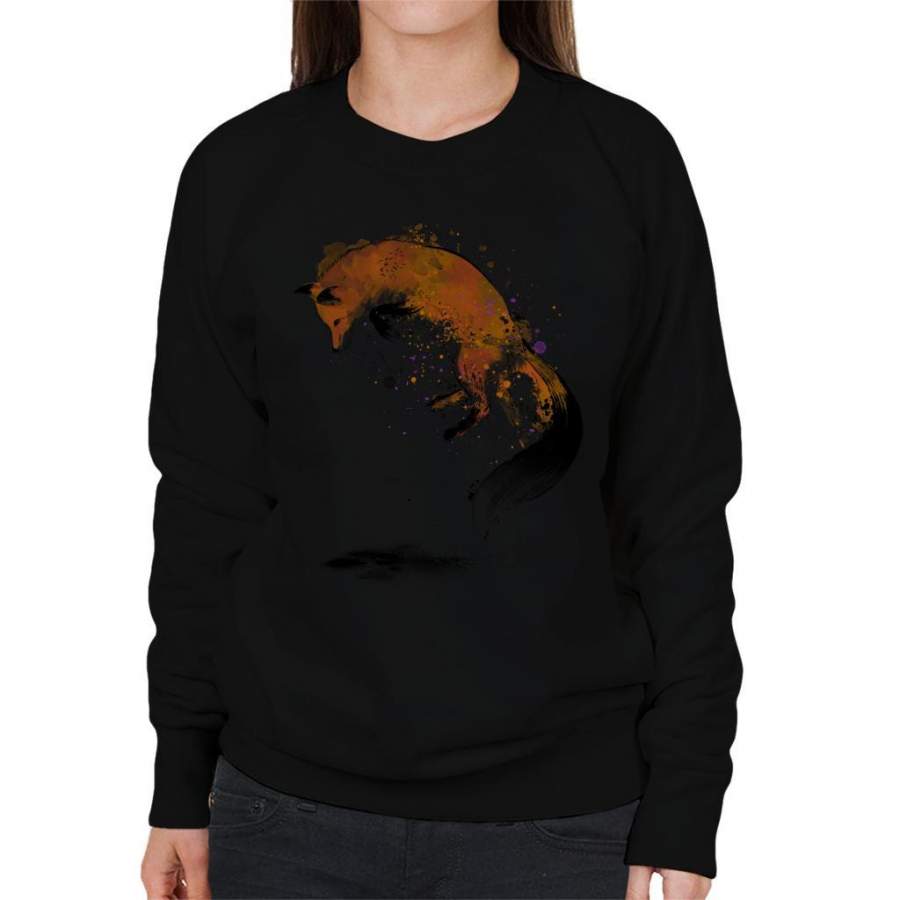 Red Fox Jumping Into Snow Women’s Sweatshirt