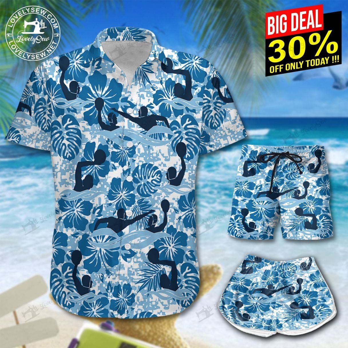 Water Polo Tropical Flowers Hawaiian Shirt Shorts Ha46276