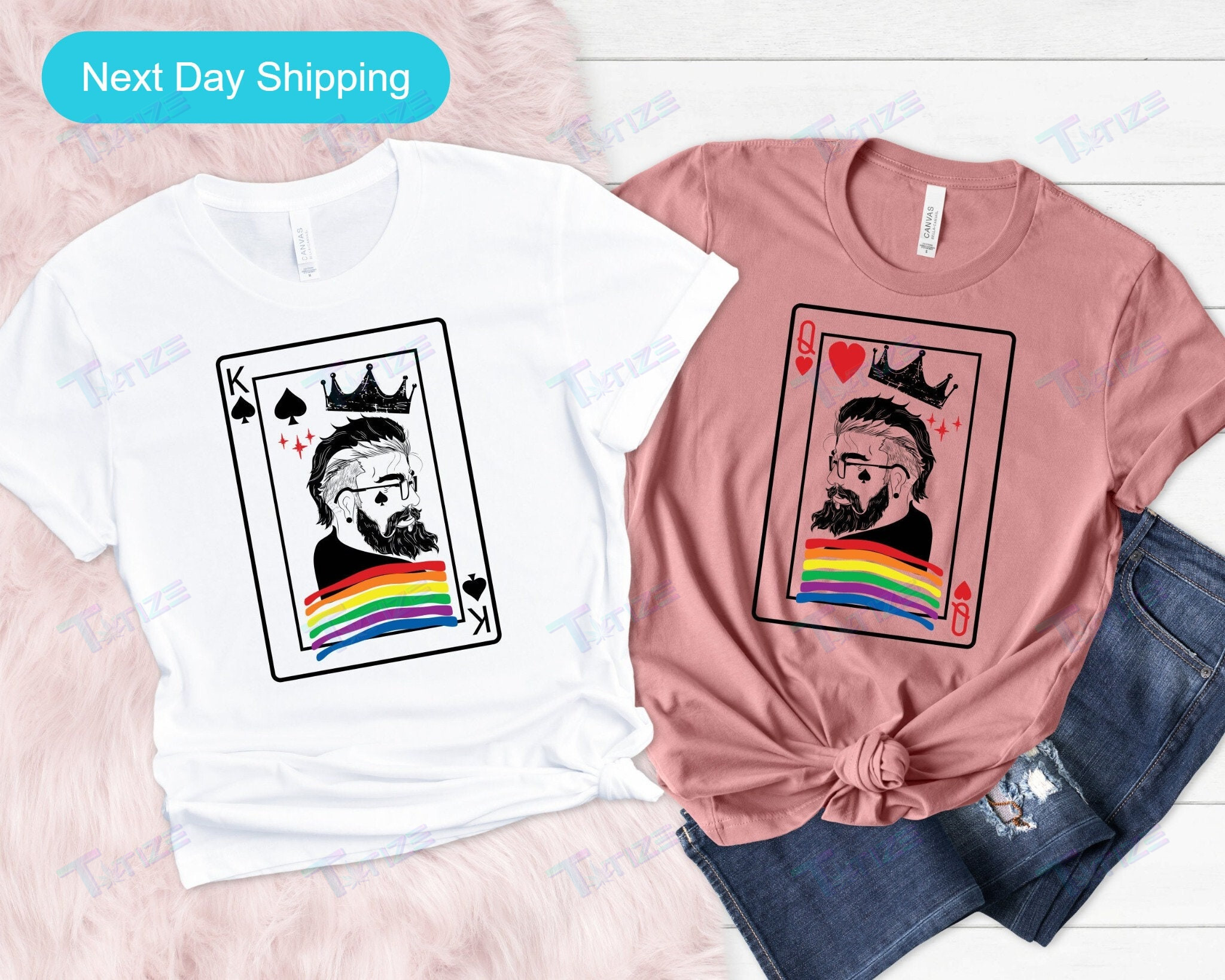 Lgbt Couple Matching Shirt Queen And King Graphic Unisex T Shirt, Sweatshirt, Hoodie Size S – 5Xl