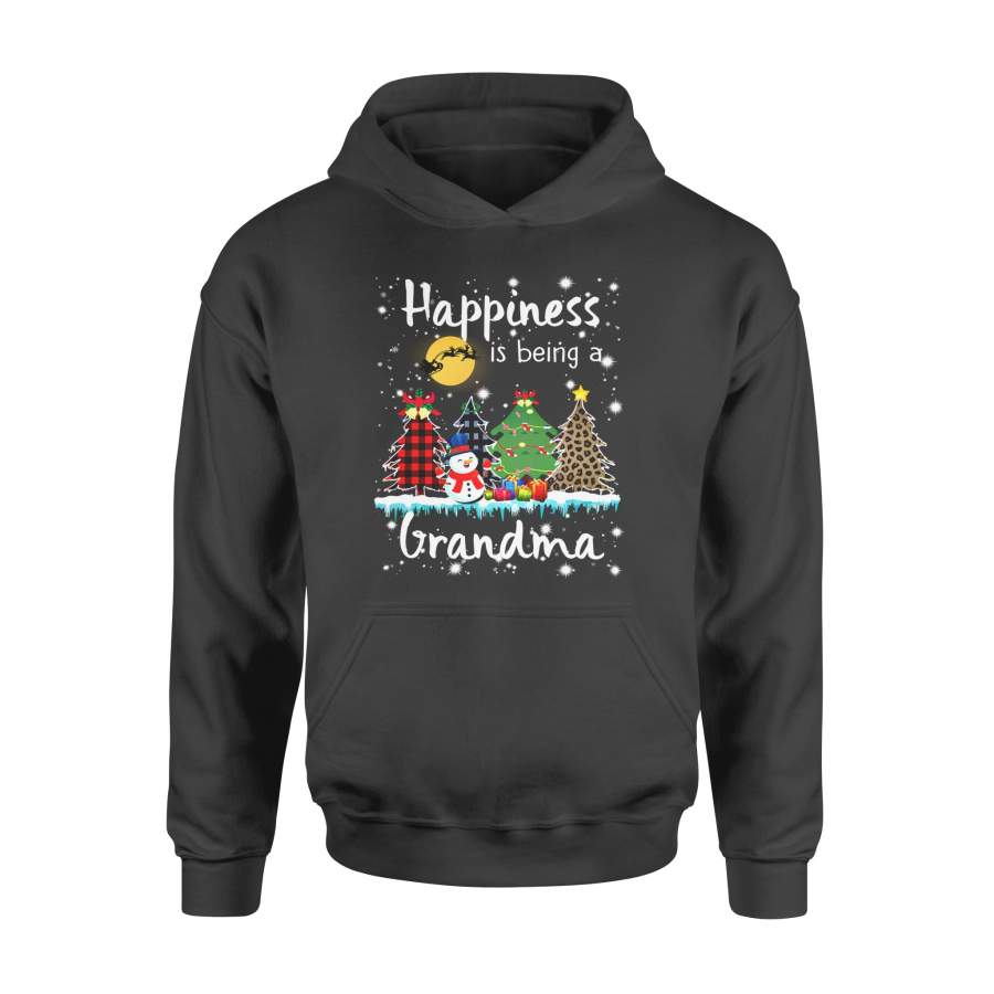 Christmas gift idea Happiness Is Being A Grandma Xmas Tree Leopard Plaid T-Shirt – Standard Hoodie