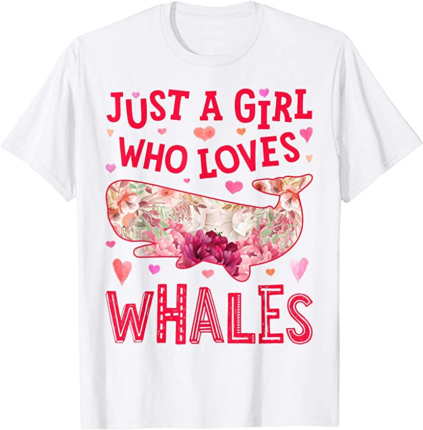 Just A Girl Who Loves Whales Whale Flower Gifts Sea Animal T-Shirt