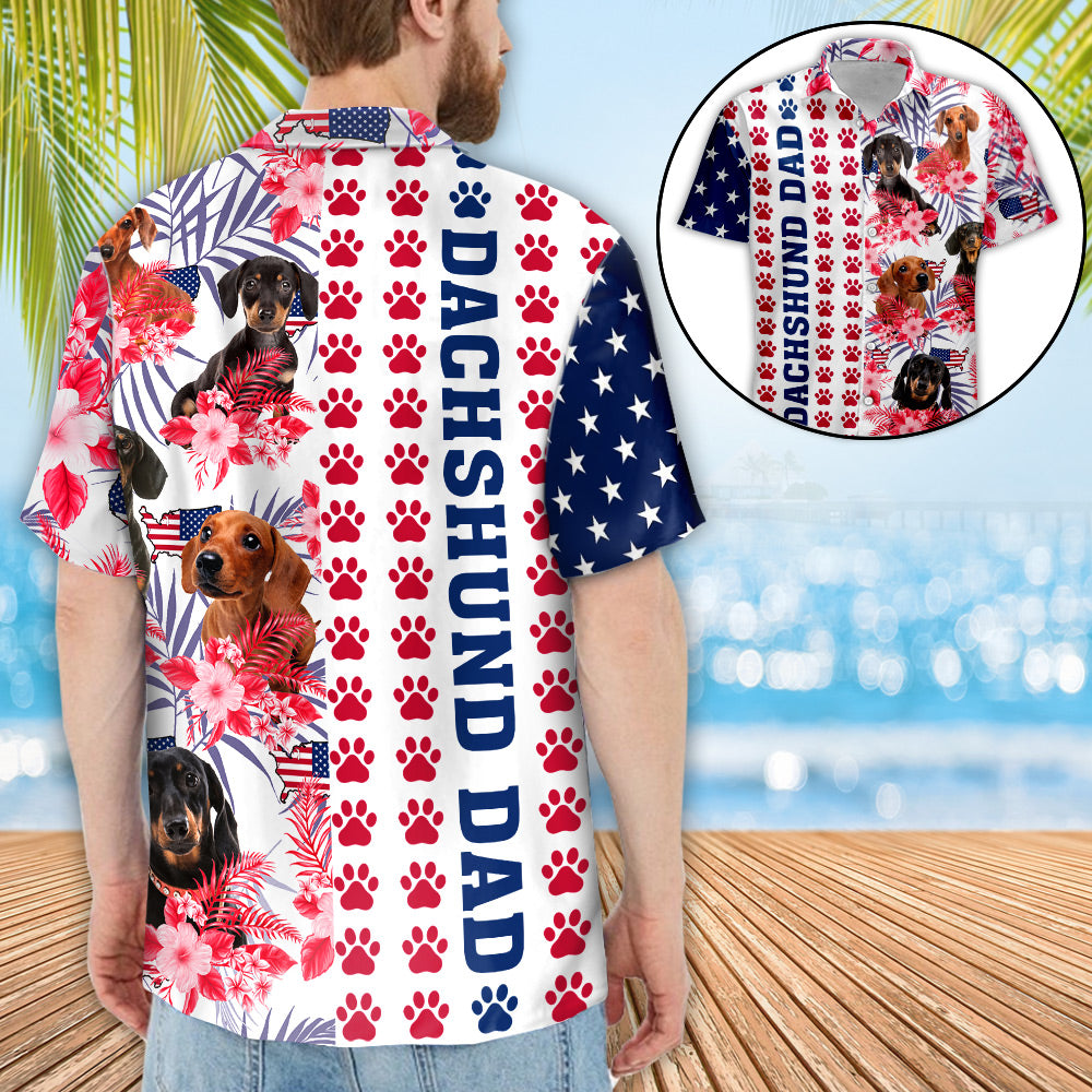 Dachshund Dad Hawaii Shirt Tropical And Flag Us Pattern Gift For Dog Lihd Ha21058