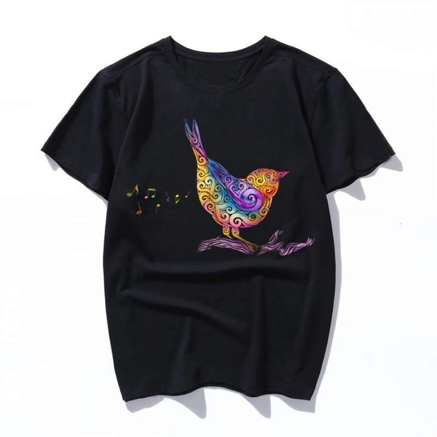 swirly bird Female T-shirt Summer Short Sleeve Letter Inscription Print Casual T-shirts Fashion Women men Harajuku Tumblr Quotes Tee